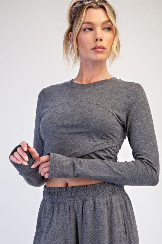 Cotton Lycra Crossover Long Sleeve Set