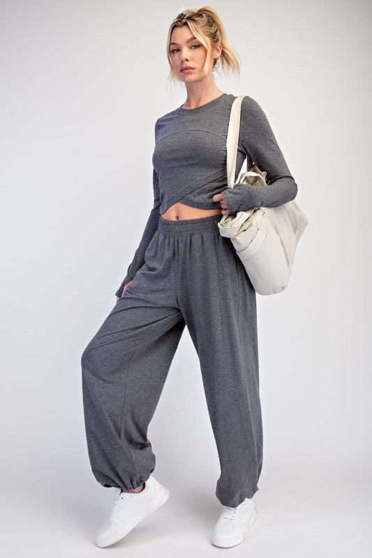 Cotton Lycra Crossover Long Sleeve Set