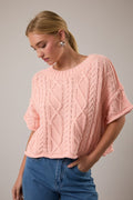 Round Neck Short Sleeve Knit Sweater Top