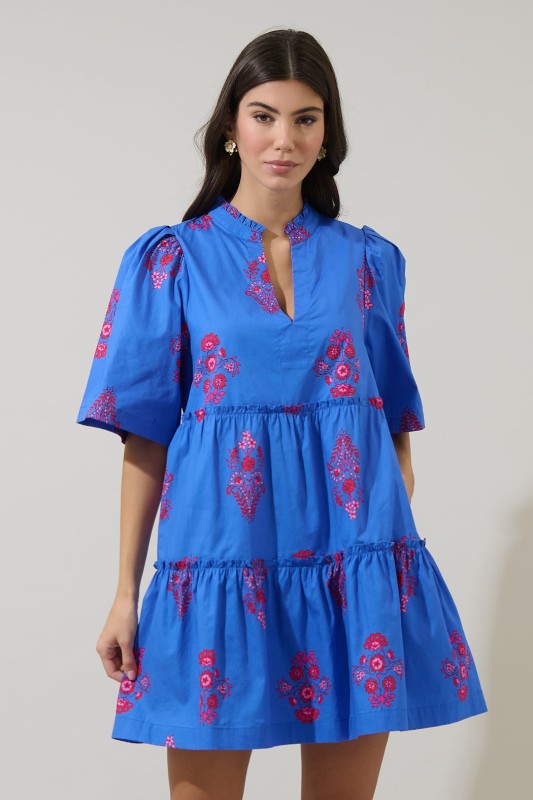 Shayna Floral Dixie Split Neck Shift Dress