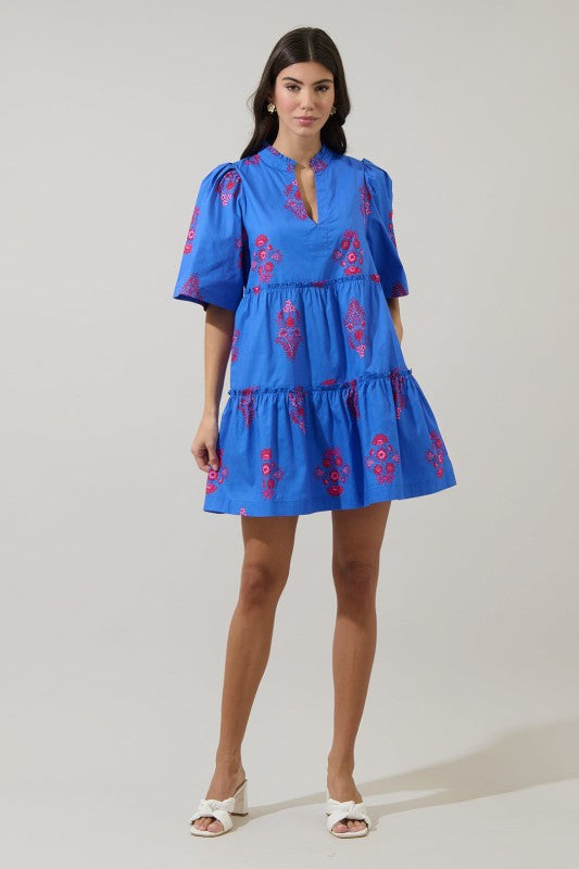 Shayna Floral Dixie Split Neck Shift Dress