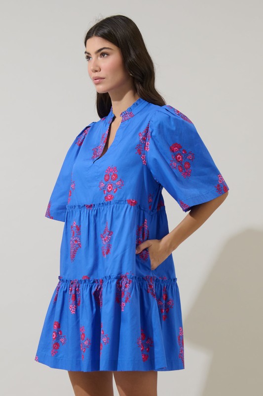 Shayna Floral Dixie Split Neck Shift Dress