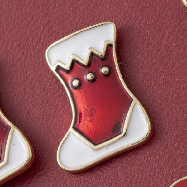 Christmas Stocking Enamel Stud Earrings Set