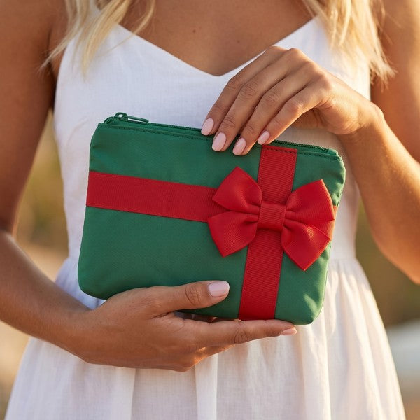 Gift Bow Wrapped Puffer Zip Pouch