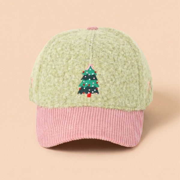 Christmas Embroidered Sherpa Baseball Cap