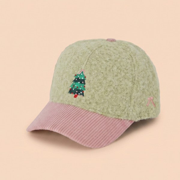 Christmas Embroidered Sherpa Baseball Cap