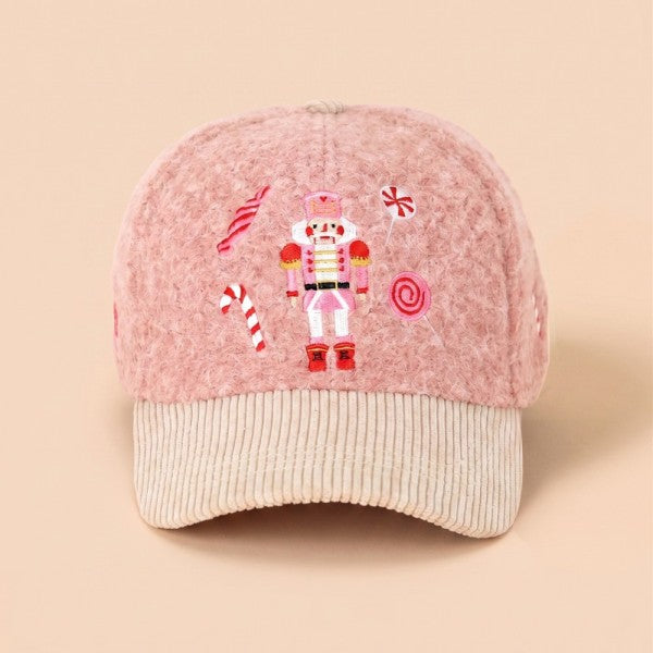 Christmas Embroidered Sherpa Baseball Cap