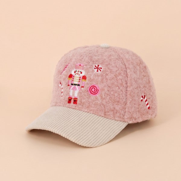 Christmas Embroidered Sherpa Baseball Cap