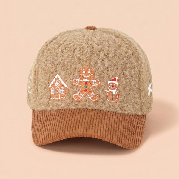 Christmas Embroidered Sherpa Baseball Cap