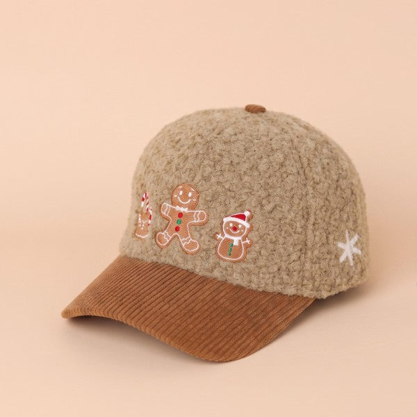 Christmas Embroidered Sherpa Baseball Cap