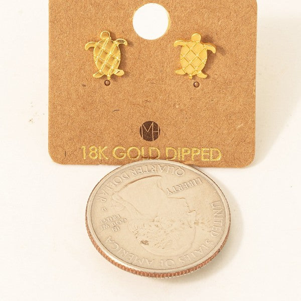 Textured Shell Sea Turtle Stud Earrings