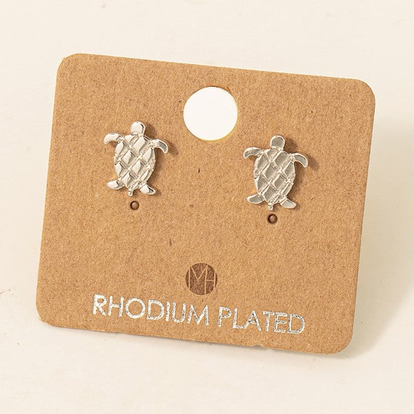 Textured Shell Sea Turtle Stud Earrings