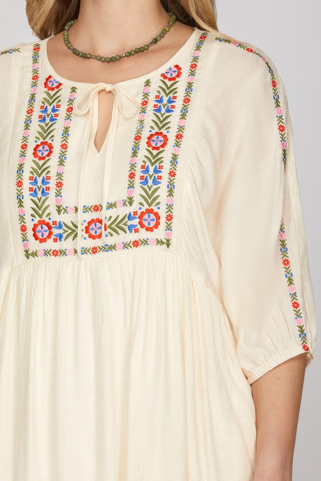 Boho Style Embroidery Dress with Pockets