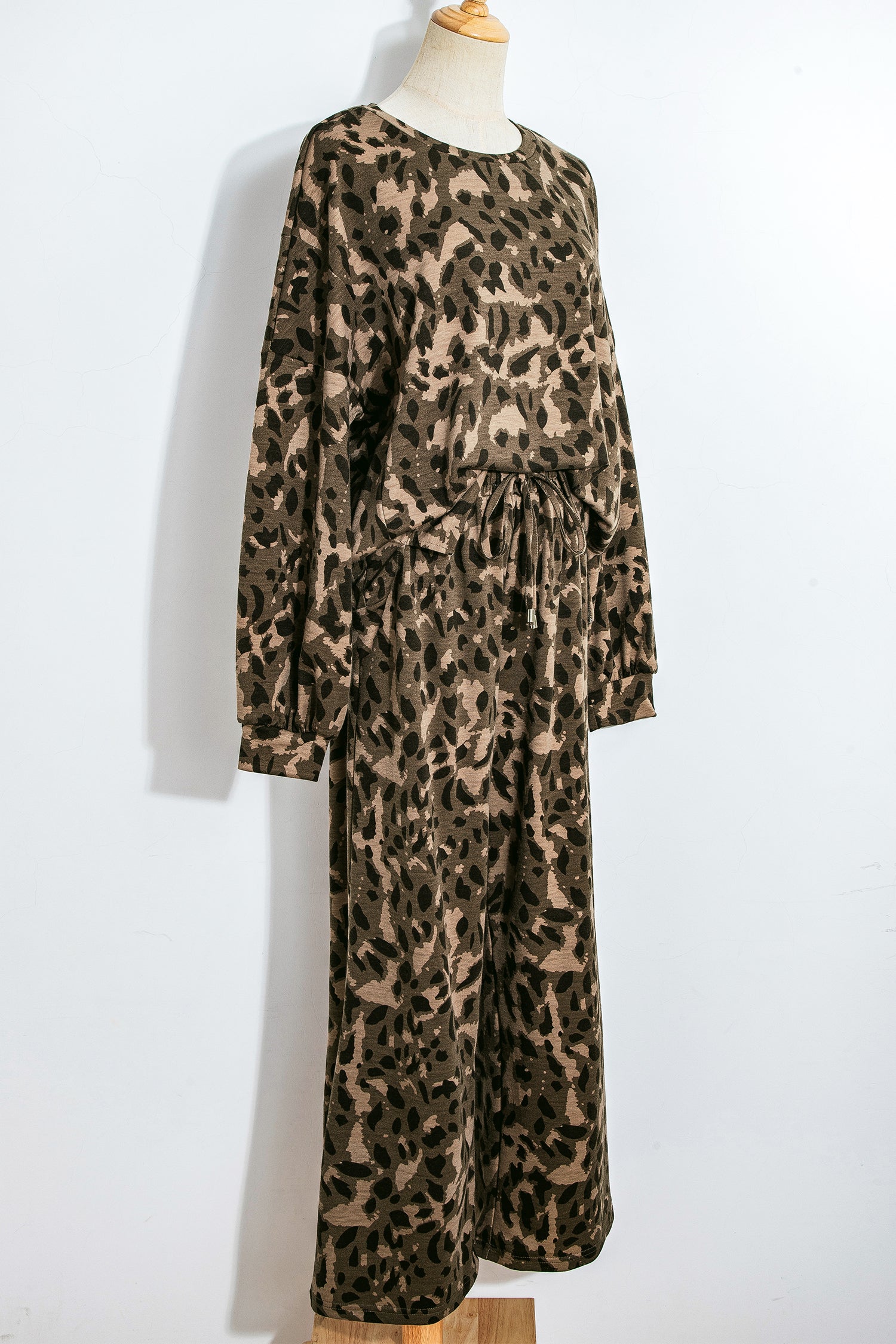 Leopard Patchwork Pullover and Drawstring Pant Set
