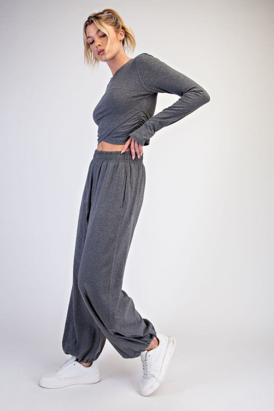 Cotton Lycra Crossover Long Sleeve Set