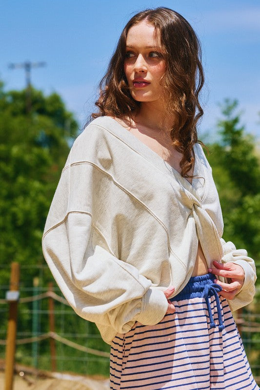 Reversible Twist-Front Terry Sweatshirt