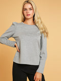 Long Sleeve Solid Puff Blouse