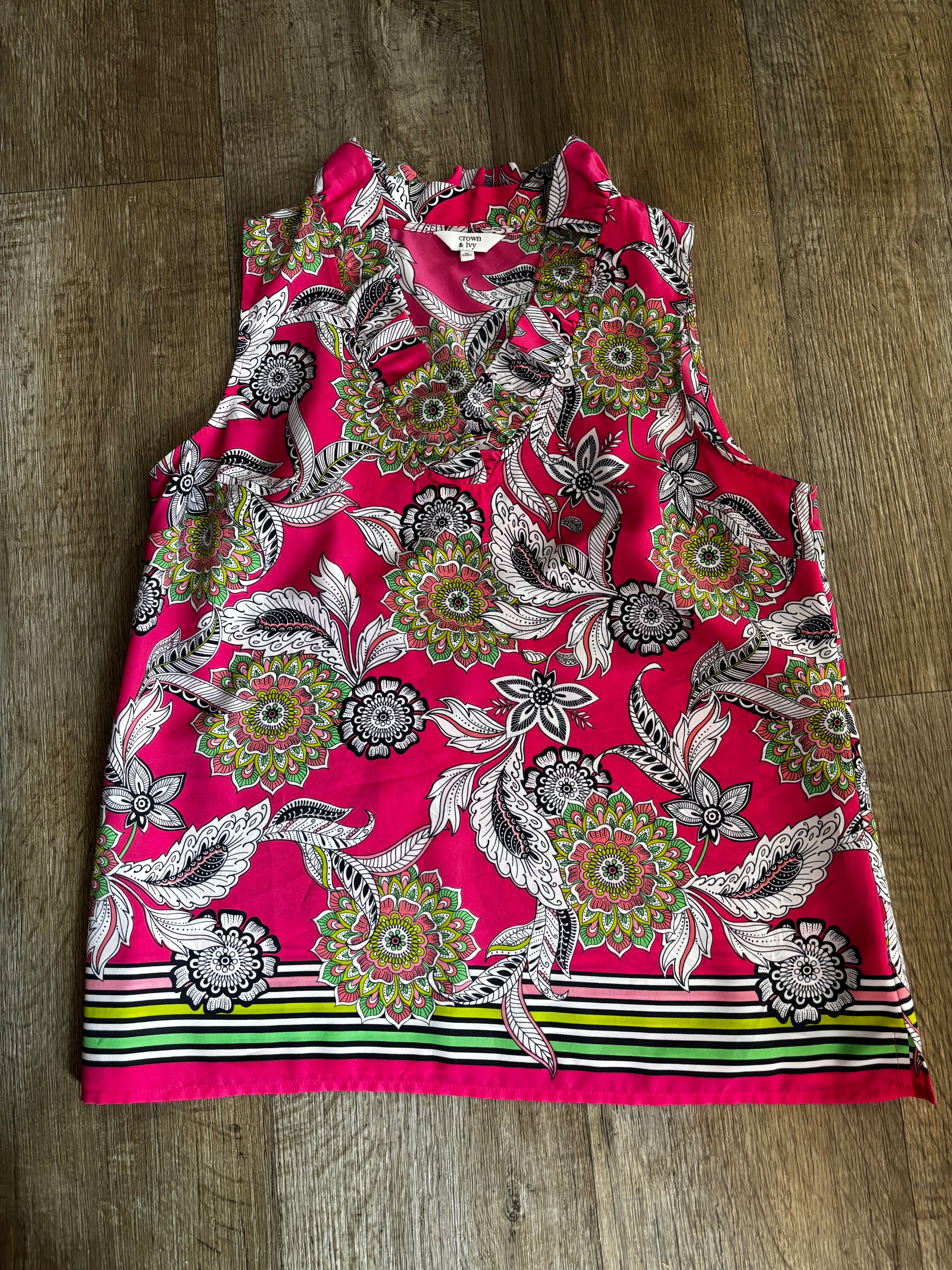 Crown & Ivy Sleeveless Floral Blouse
