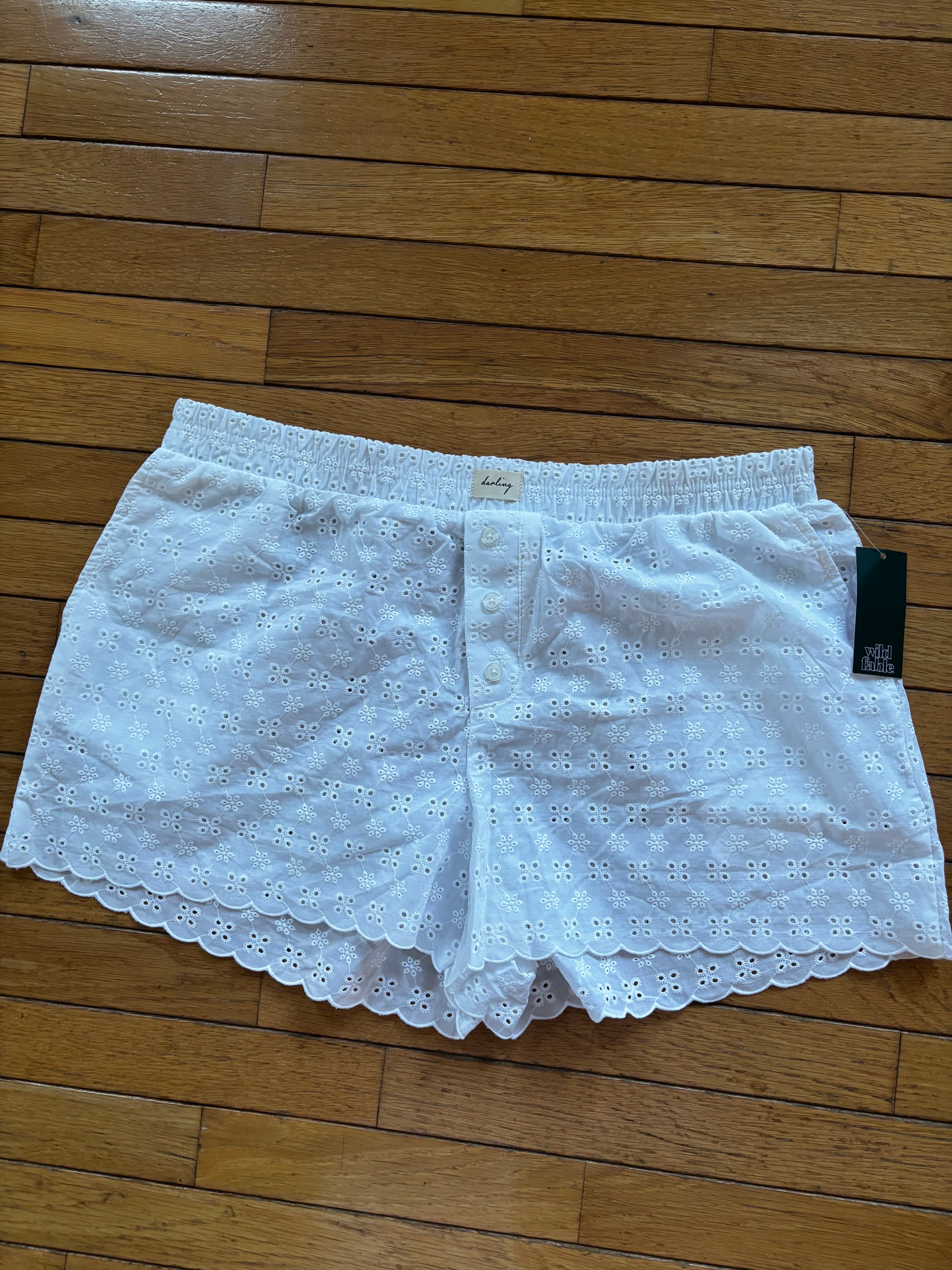 White Fable Eyelet Shorts