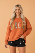 Halloween Witchy Plaid Patchwork Exposed Seam Sweatshirt