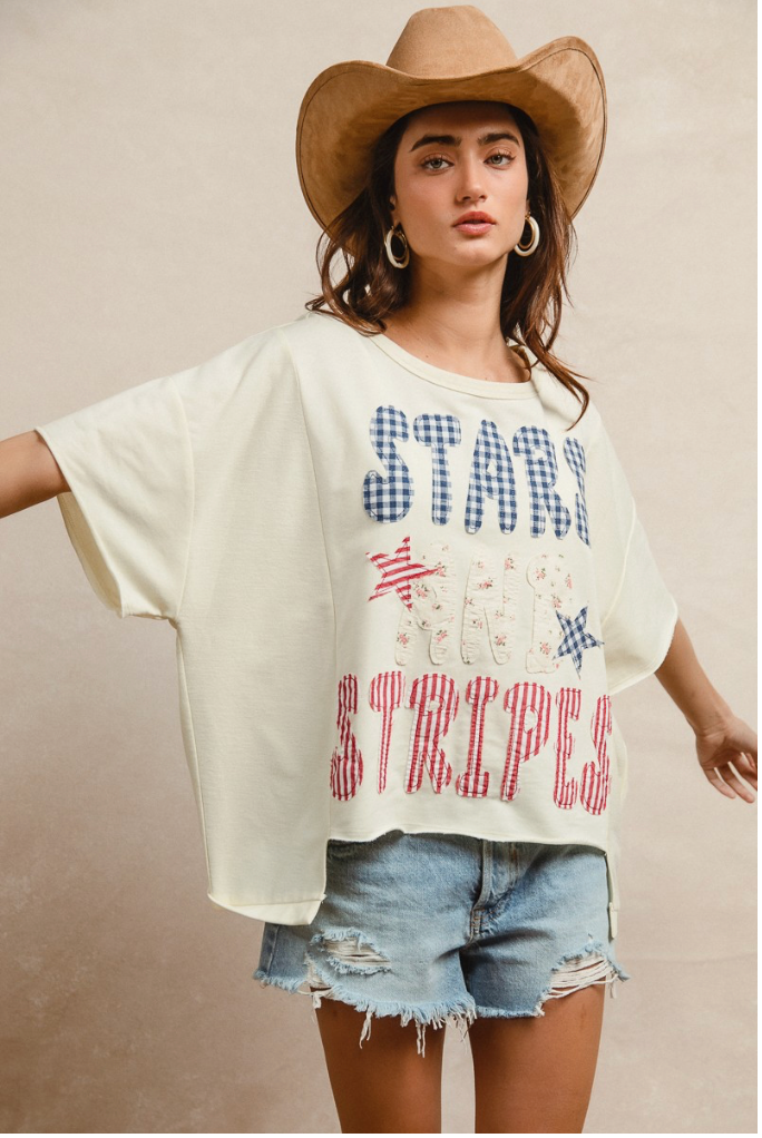 Mix And Match Stars And Stripes Patchwork Shirt