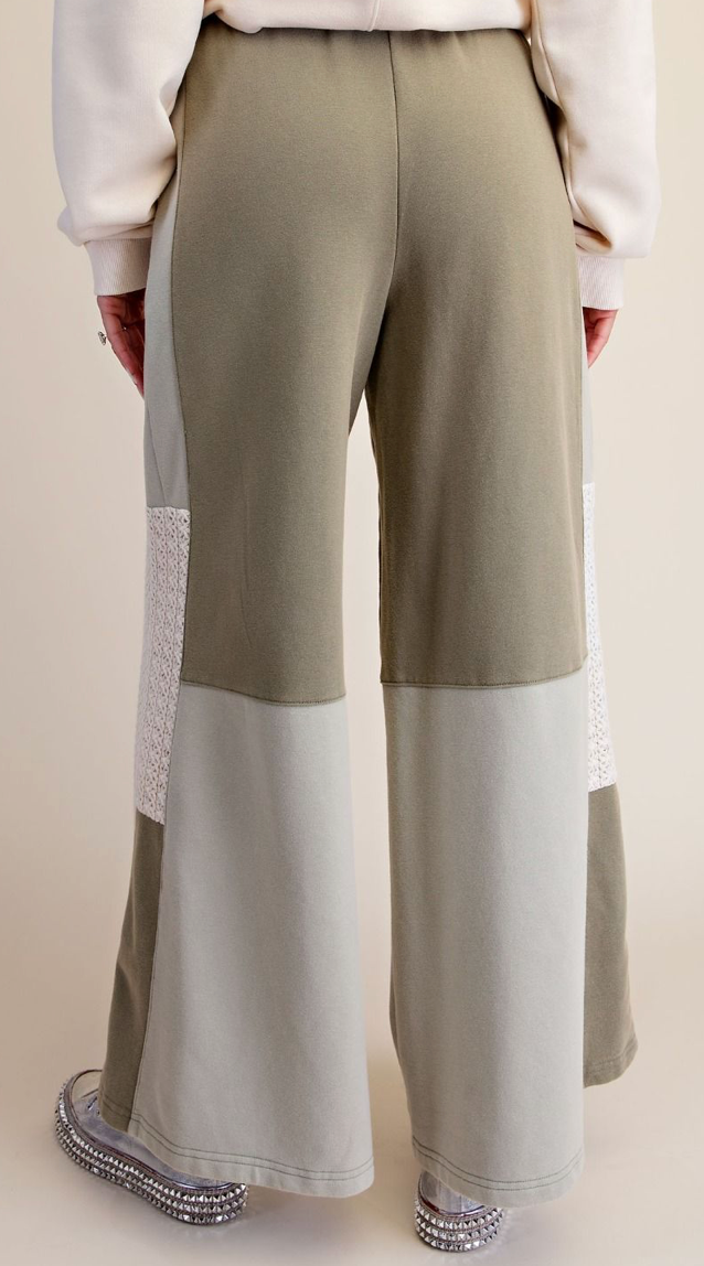 CROCHET MIX TERRY KNIT PANTS