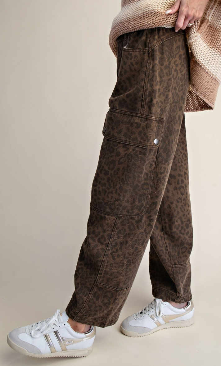 ANIMAL PRINT WASHED TWILL PANTS