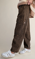 ANIMAL PRINT WASHED TWILL PANTS