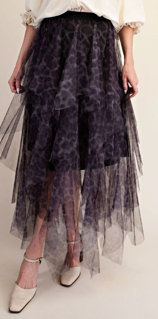 ANIMAL PRINTED POWER MESH BALLERINA SKIRT