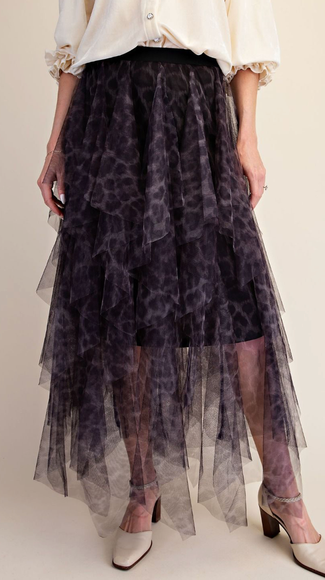 ANIMAL PRINTED POWER MESH BALLERINA SKIRT