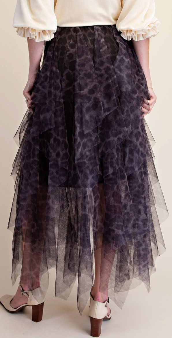 ANIMAL PRINTED POWER MESH BALLERINA SKIRT