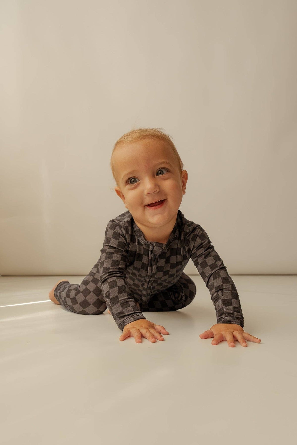 Checkered | Bamboo Zip Romper