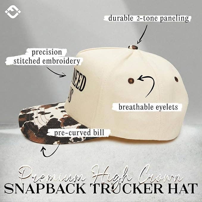Two Tone Cap - Y'all Need Jesus - Cow Print/Beige