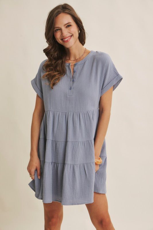 Cloud Soft Double Gauze Tiered Babydoll Mini Dress