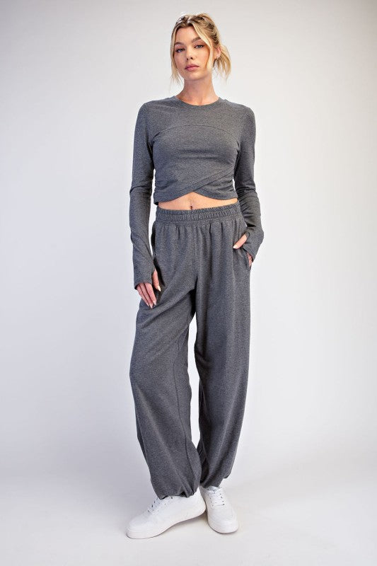Cotton Lycra Crossover Long Sleeve Set